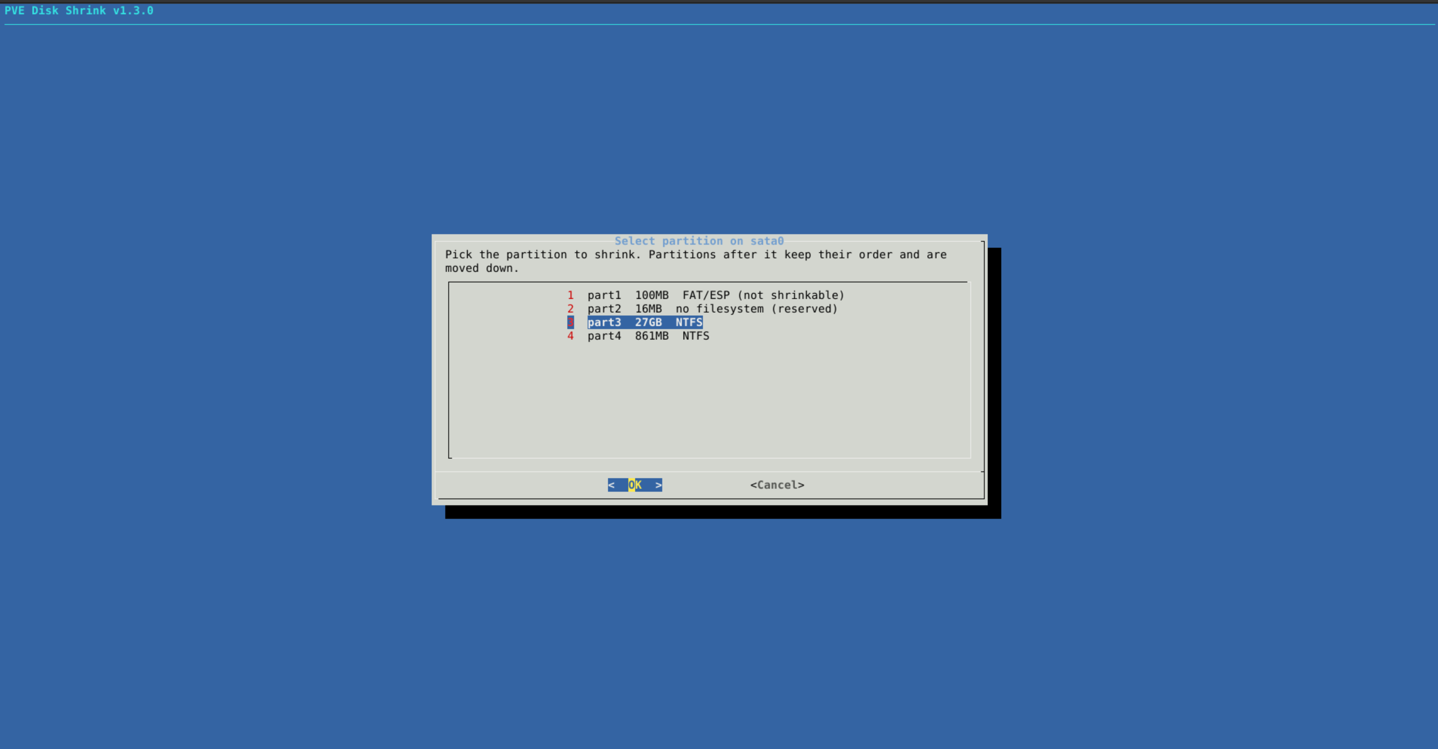 Partitionsauswahl bei einer Windows-VM